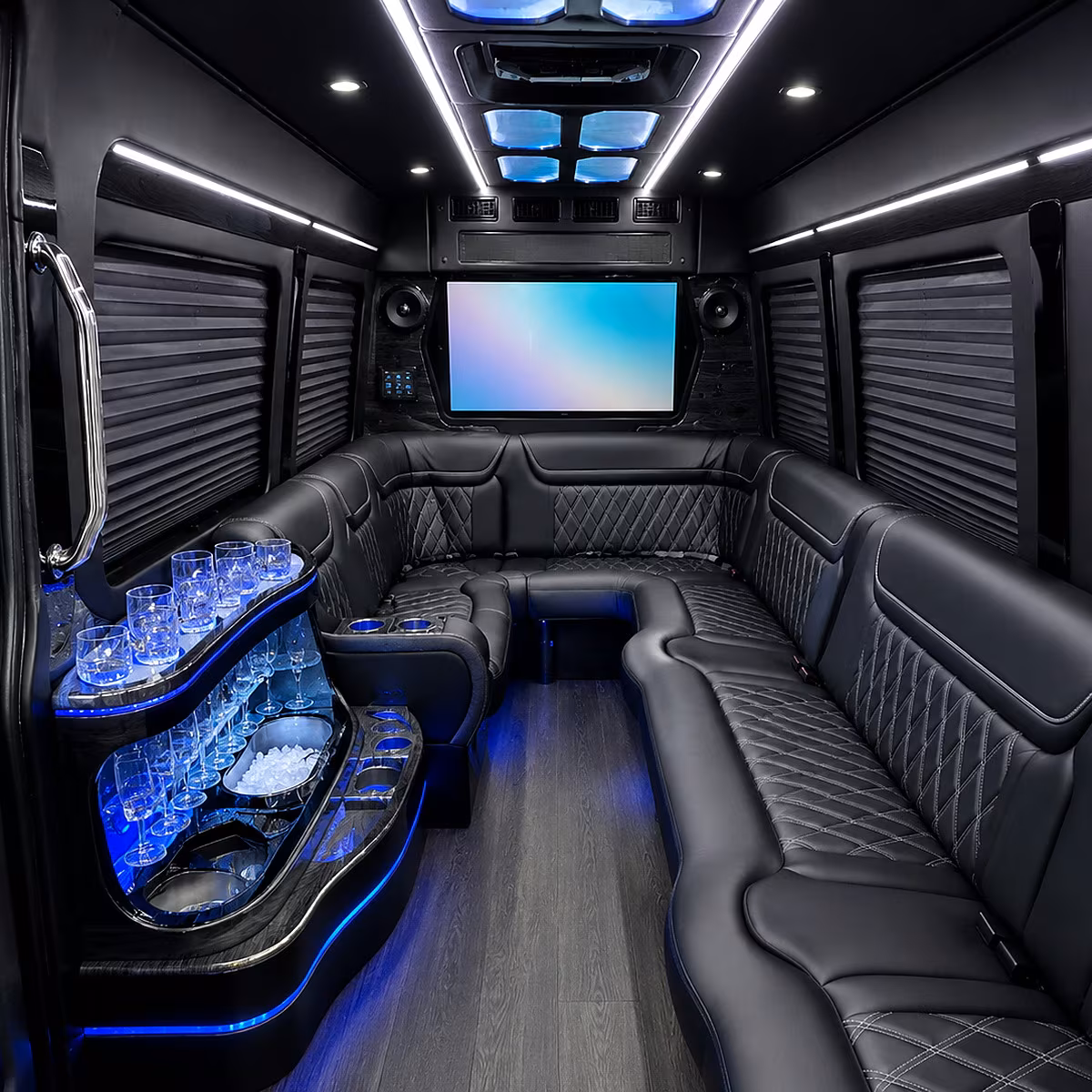 Anaheim Bachelor & Bachelorette Transportation party bus interior