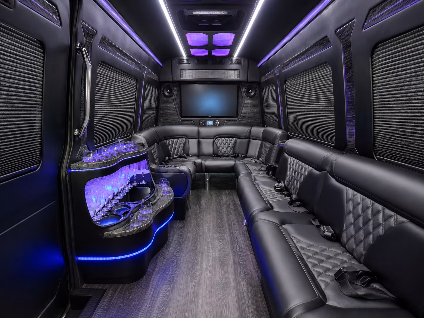 Anaheim Corporate Transportation party bus interior