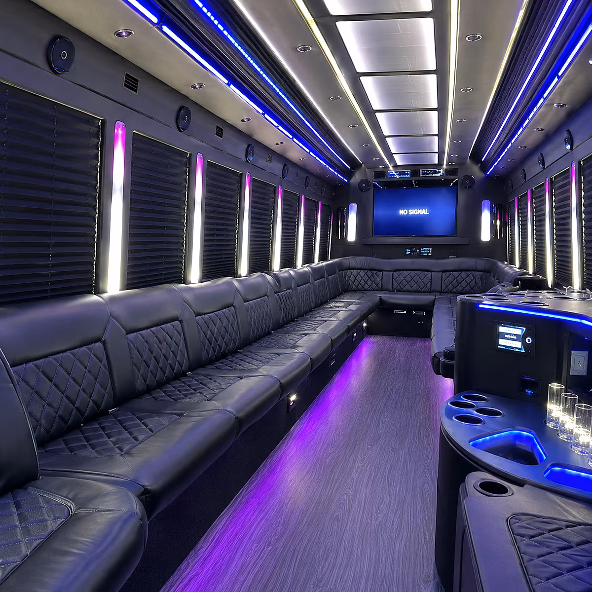 Anaheim Private Event Transportation party bus interior