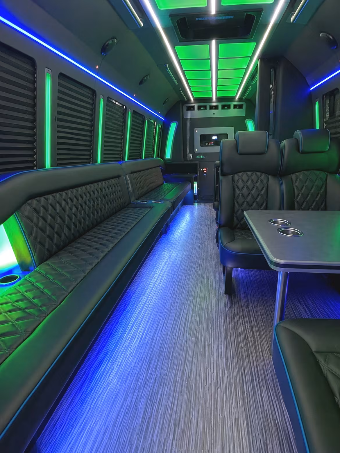 Anaheim Sporting Event Transportation party bus interior